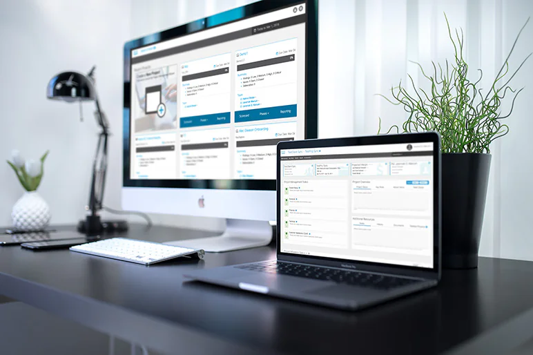 Redesigned consulting delivery tool on desktop and laptop