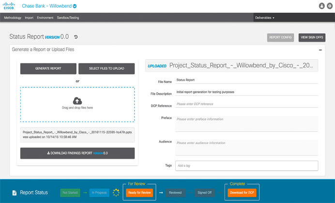 Status report generation with review states