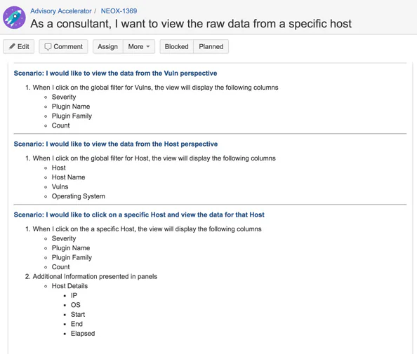 User story: view raw data from a specific host