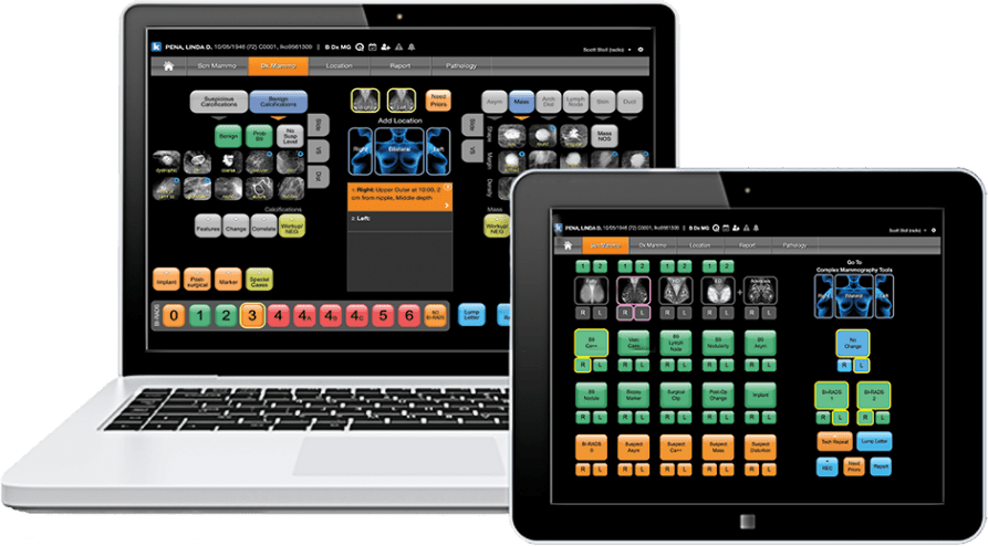 Ikonopedia structured reporting on laptop and tablet