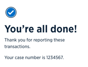 You’re all done: case number confirmation