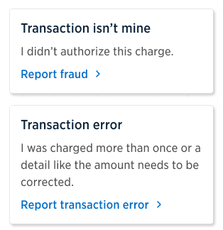 Decision options: transaction isn’t mine, transaction error